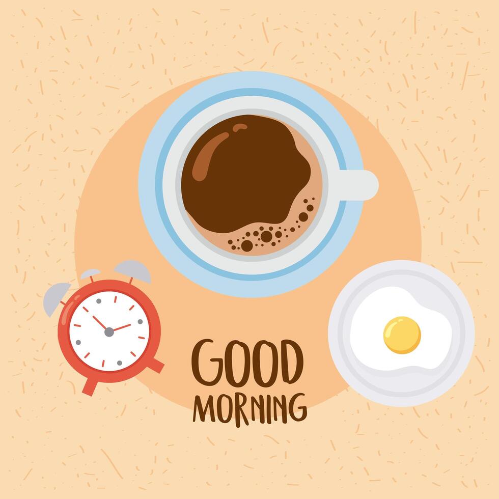 good morning lettering with breakfast vector