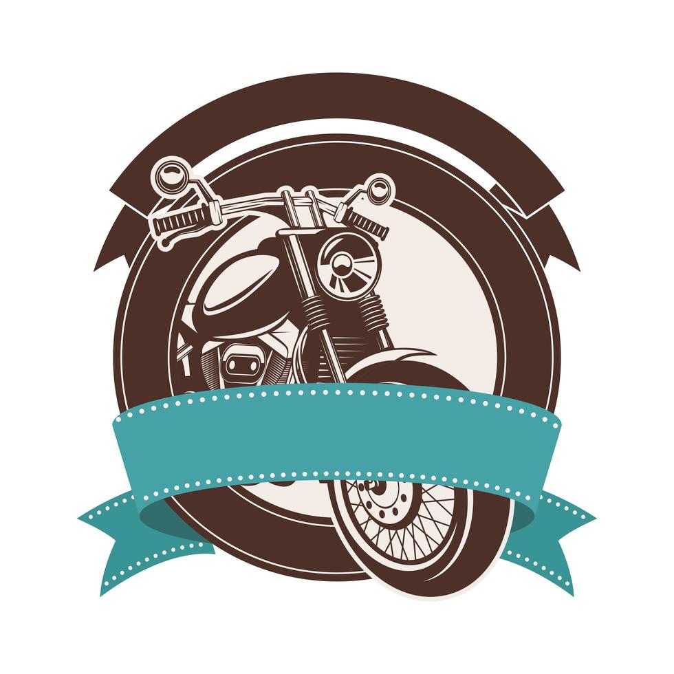 motorcycle and ribbon label vector