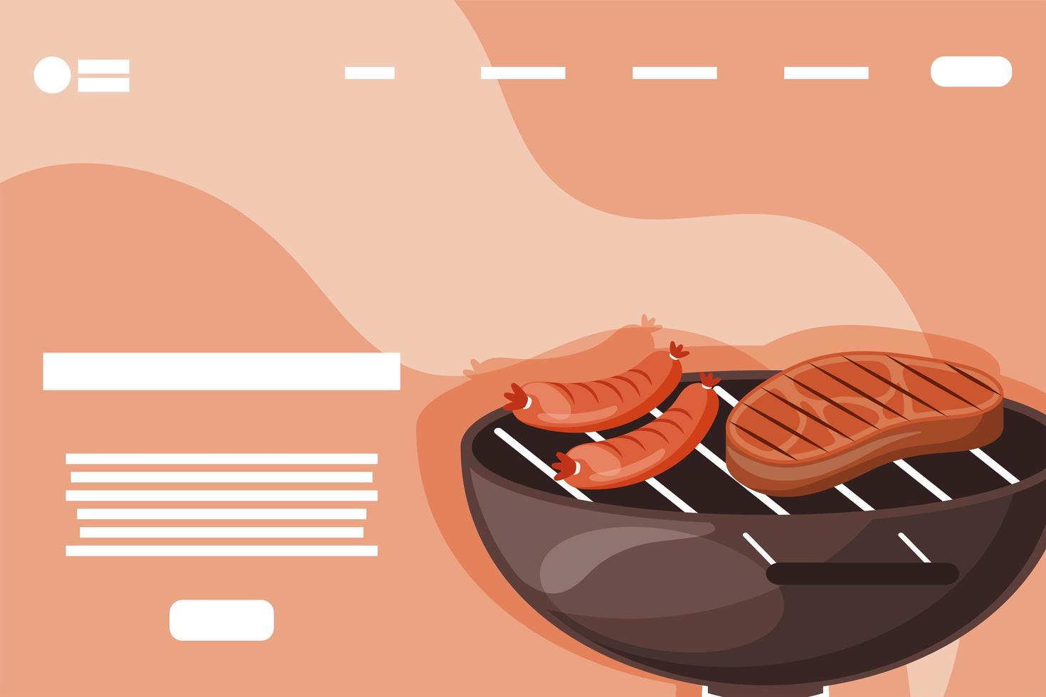 bbq grill and food vector