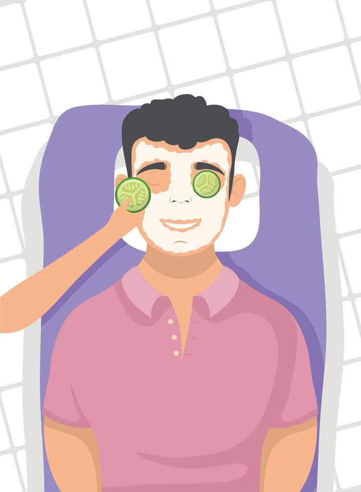 man in skincare treatment vector