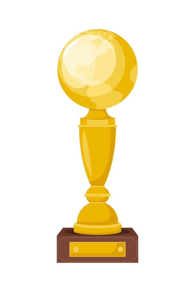 golden world trophy award vector