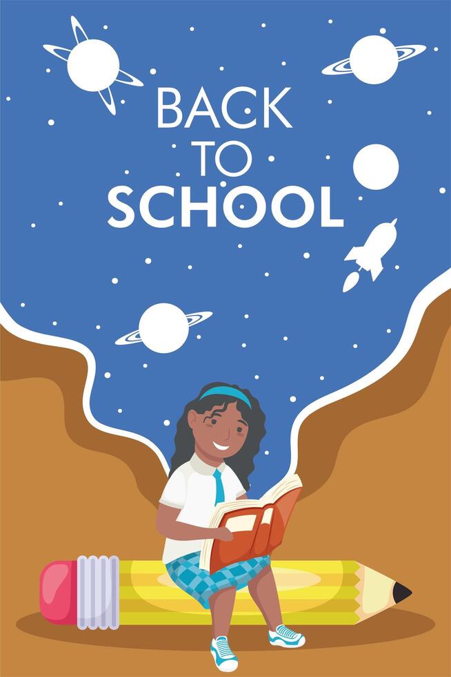 afro schoolgirl student vector