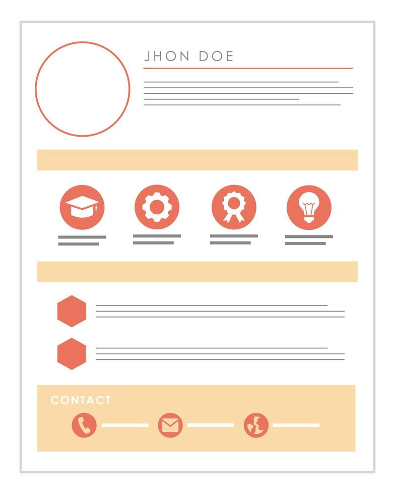 red curriculum vitae template vector