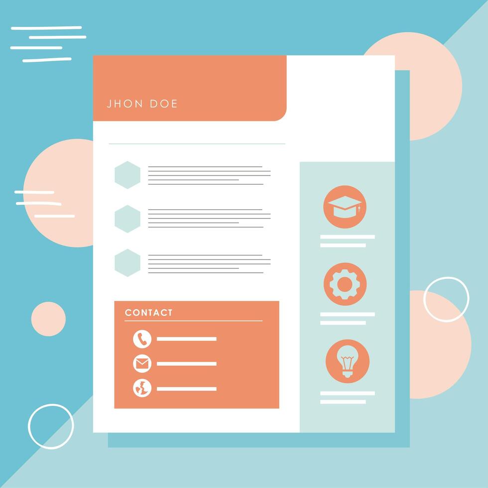 curriculum vitae plantilla naranja vector