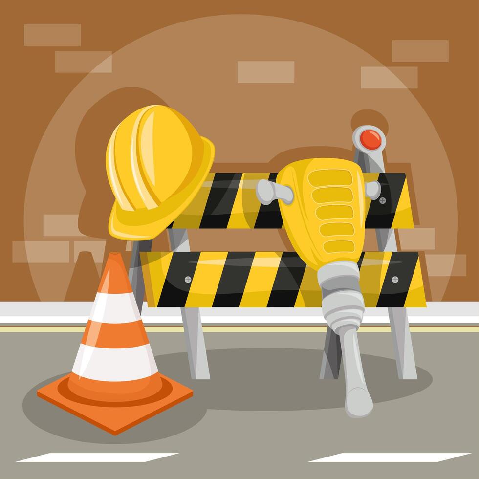 under construction barricade vector