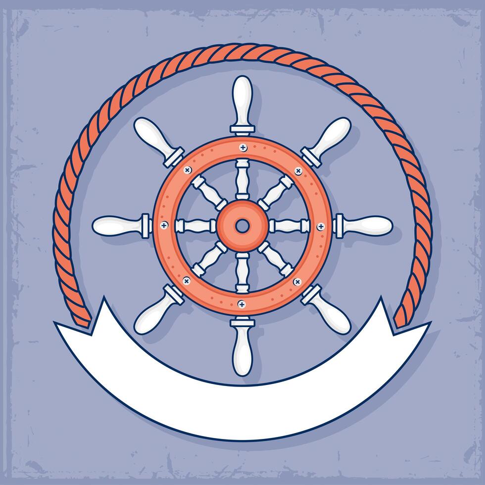 ship rudder with rope vector