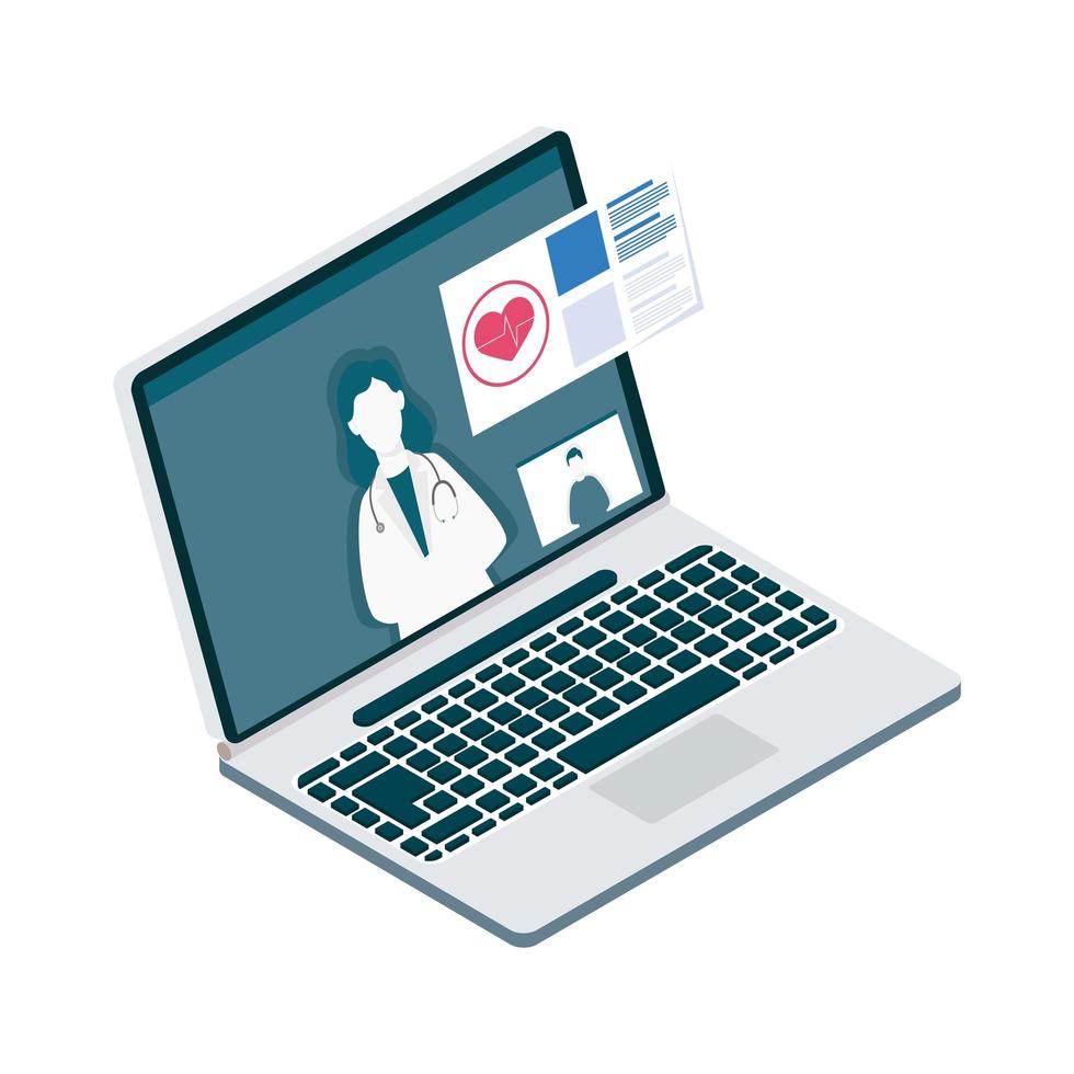 doctor online in laptop vector