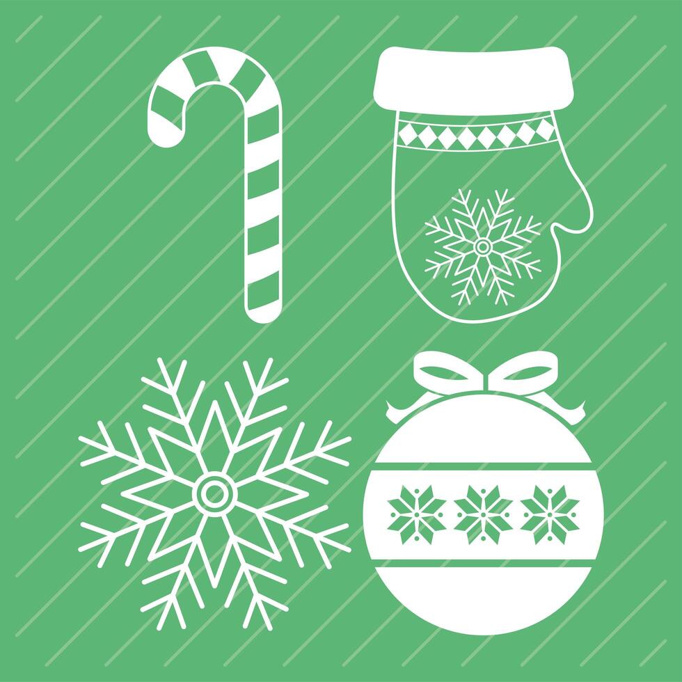 four merry christmas icons vector