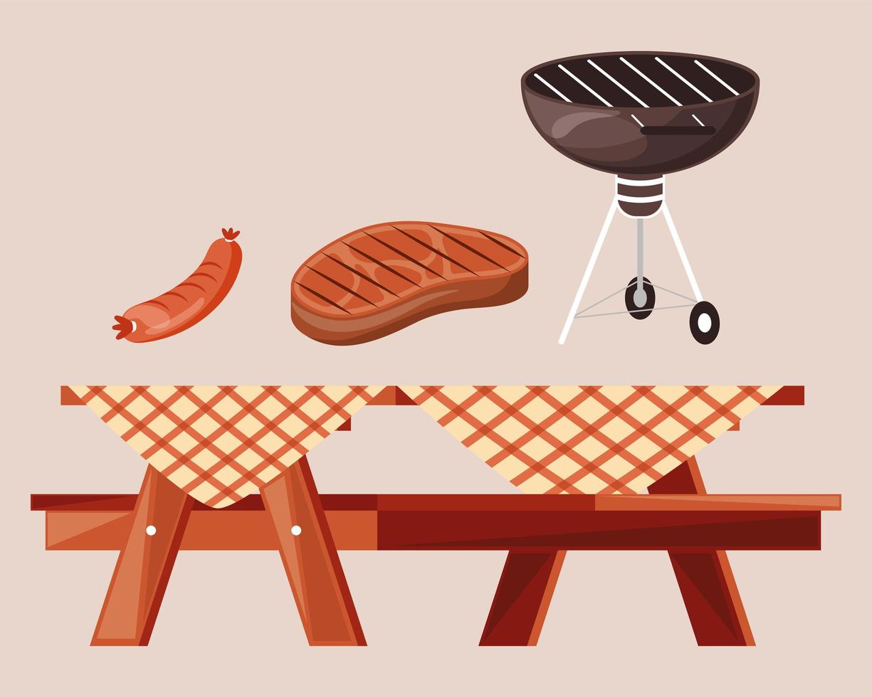 four bbq party icons vector