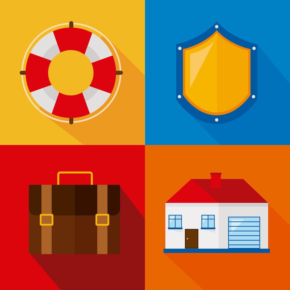 four insurance services icons vector