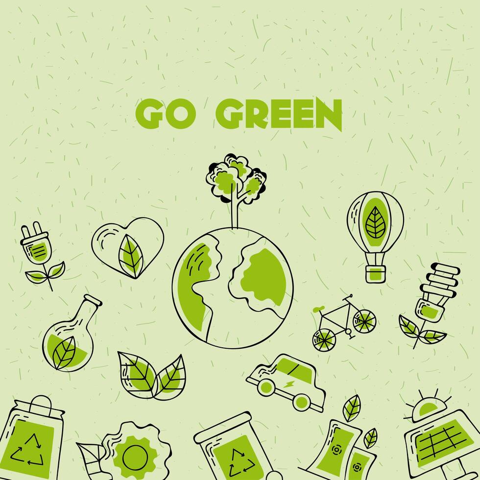 go green icons pattern vector