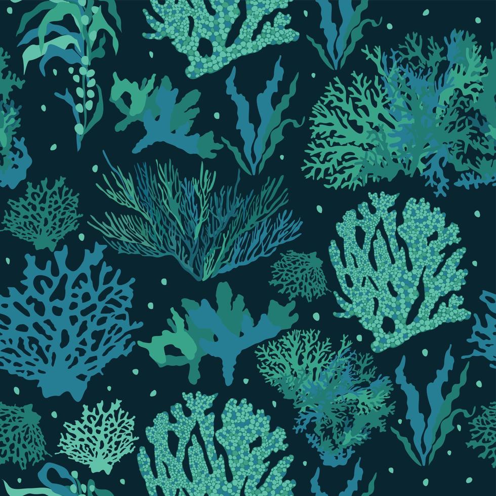 Seamless abstract pattern with corals and seaweed vector