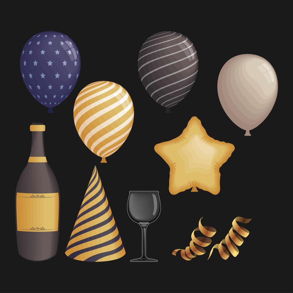 ten party invitation icons vector