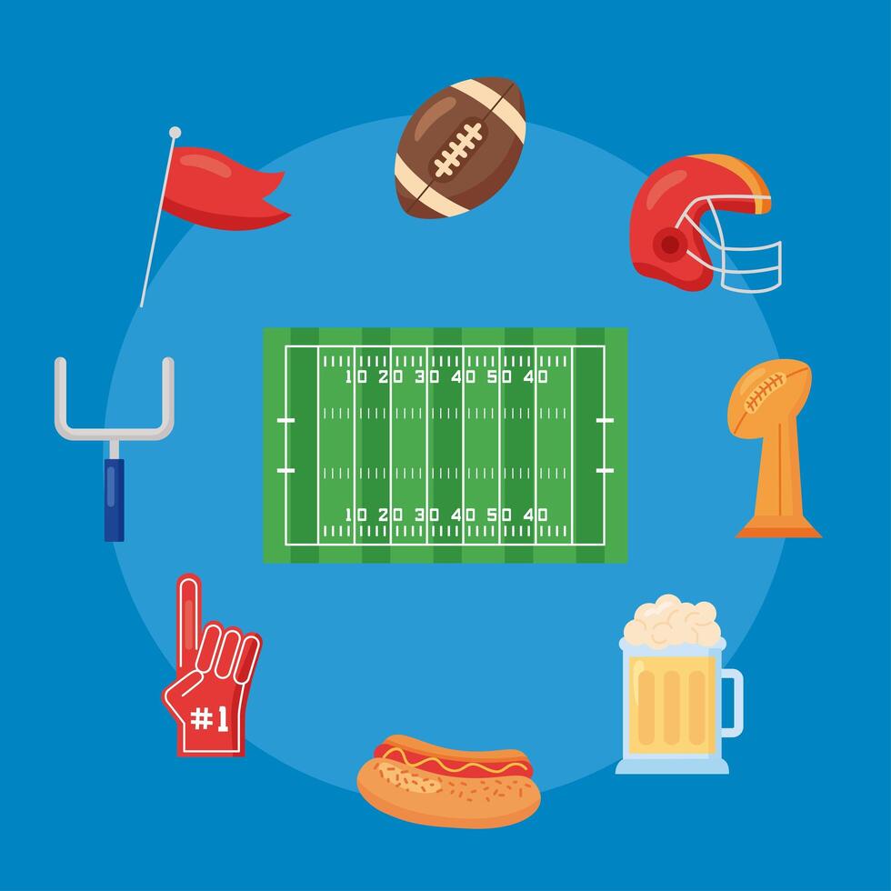 american football nine icons vector