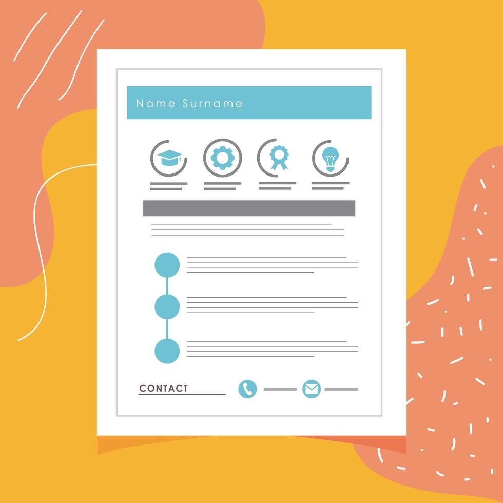 white curriculum vitae template vector