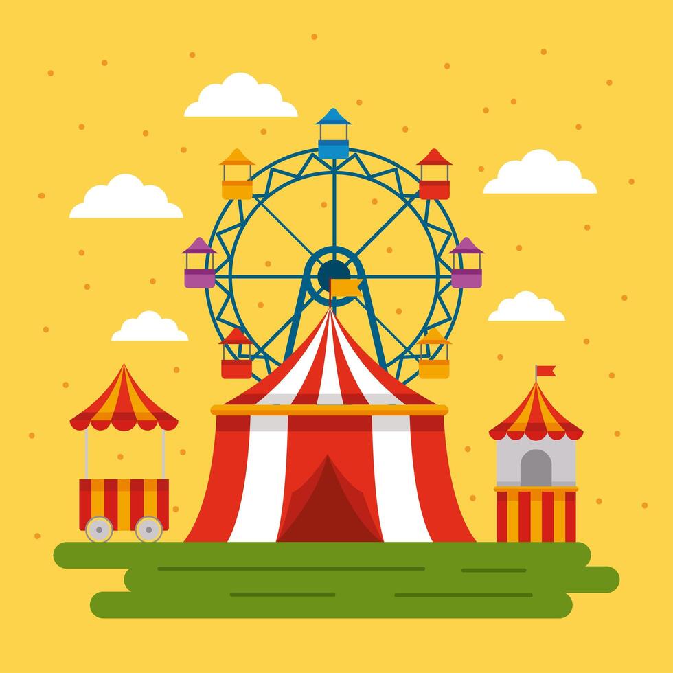 amusement park with circus vector