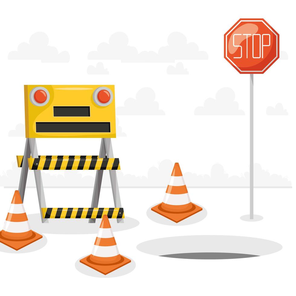 construction cones and signals vector