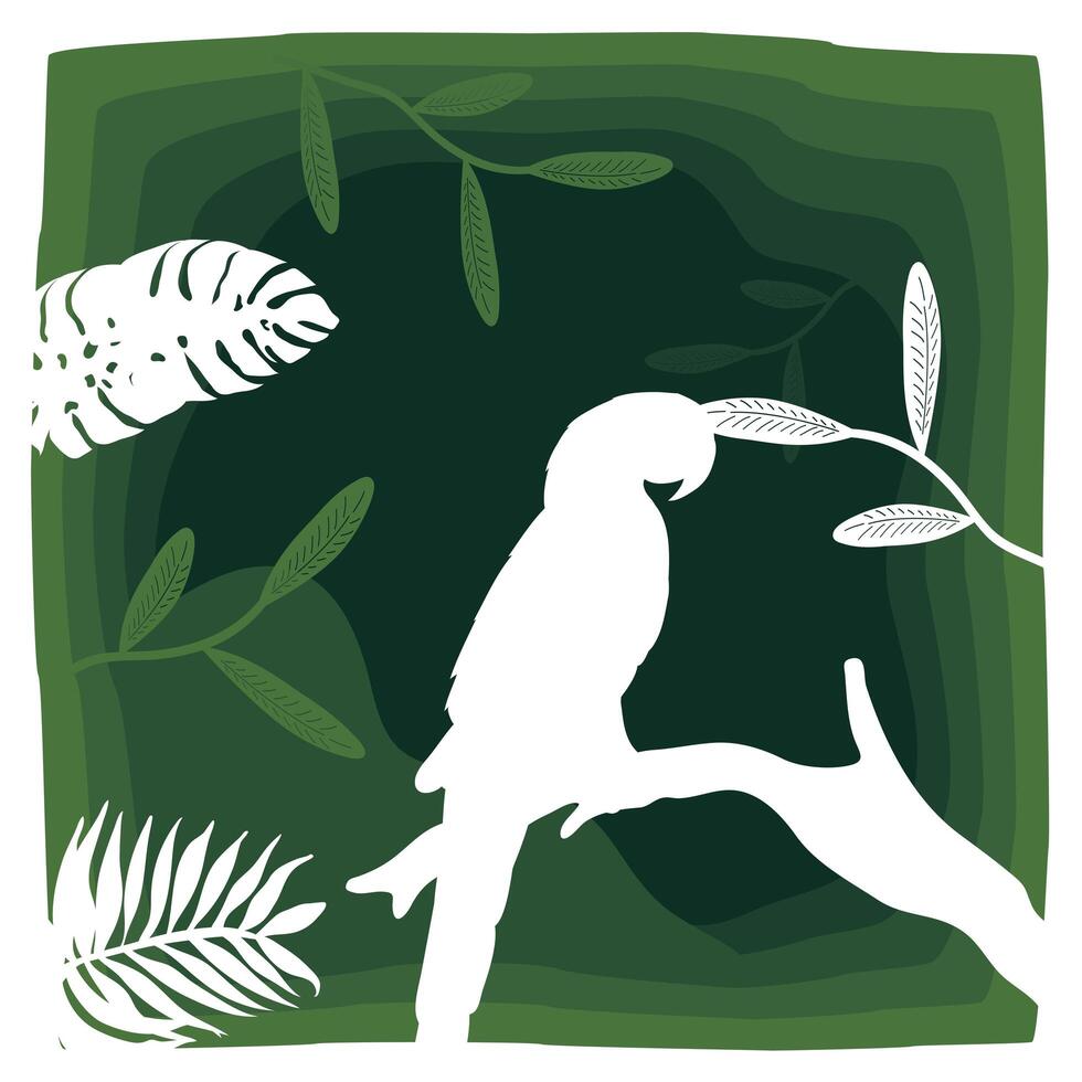 parrot green paper cut vector