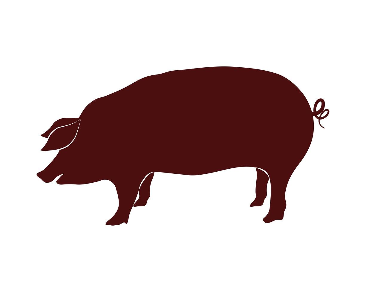 cerdo, cerdo, animal, silueta vector