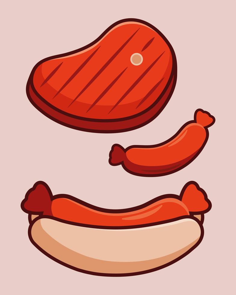 three bbq grill icons vector
