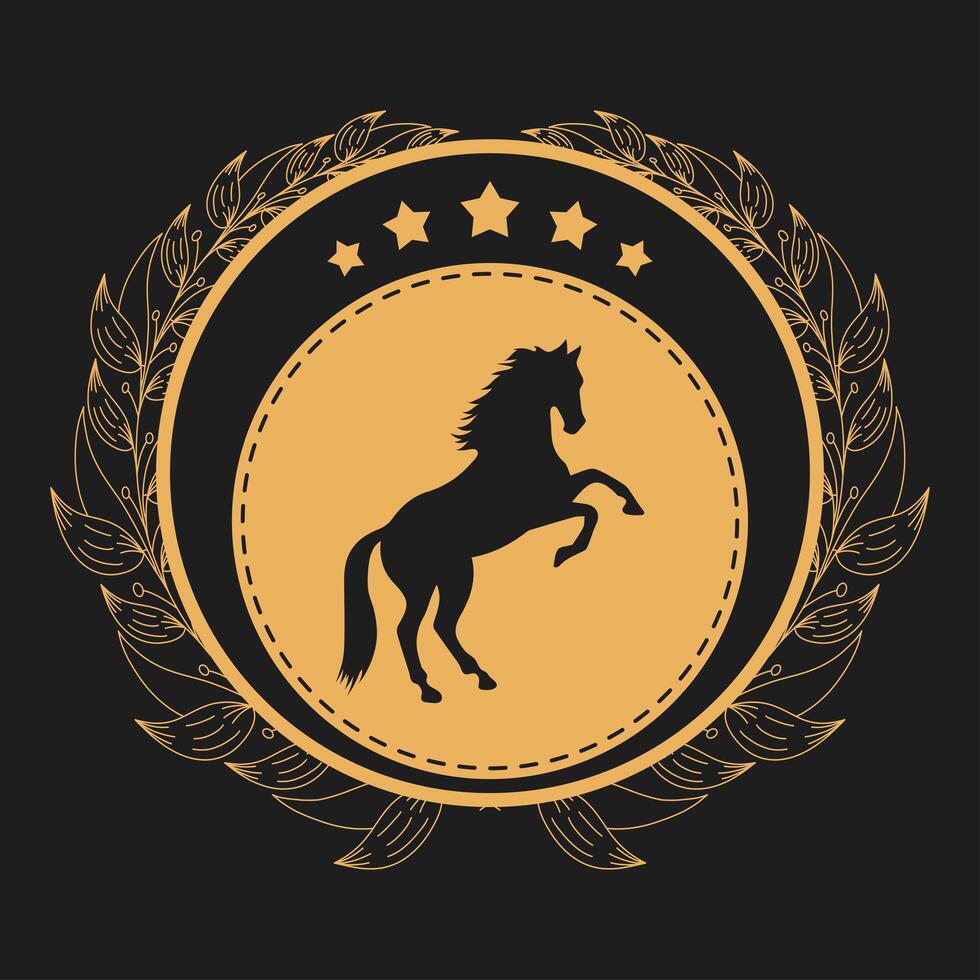 golden wreath with horse vector