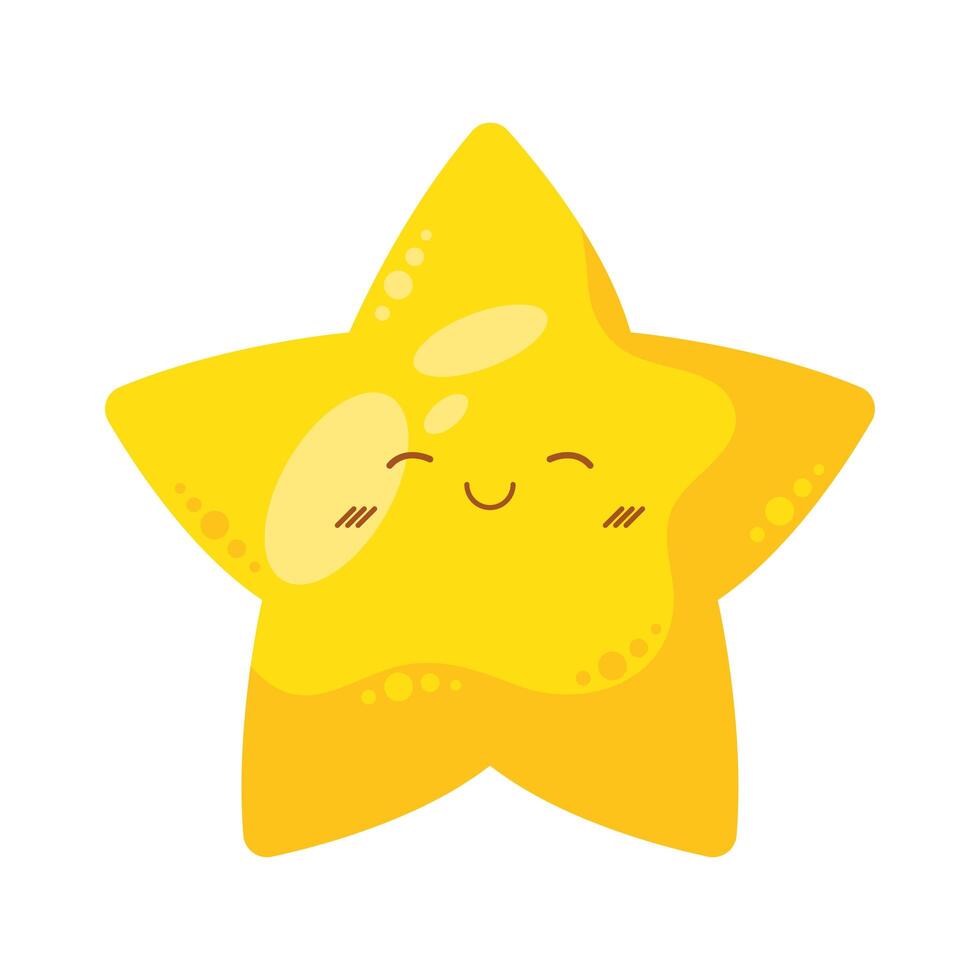 star night kawaii character vector