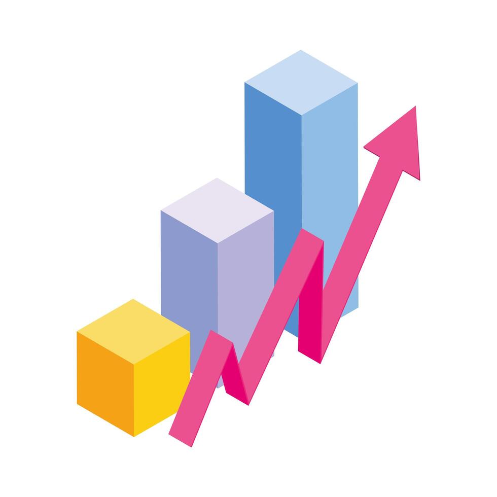 isometric statistics bars vector