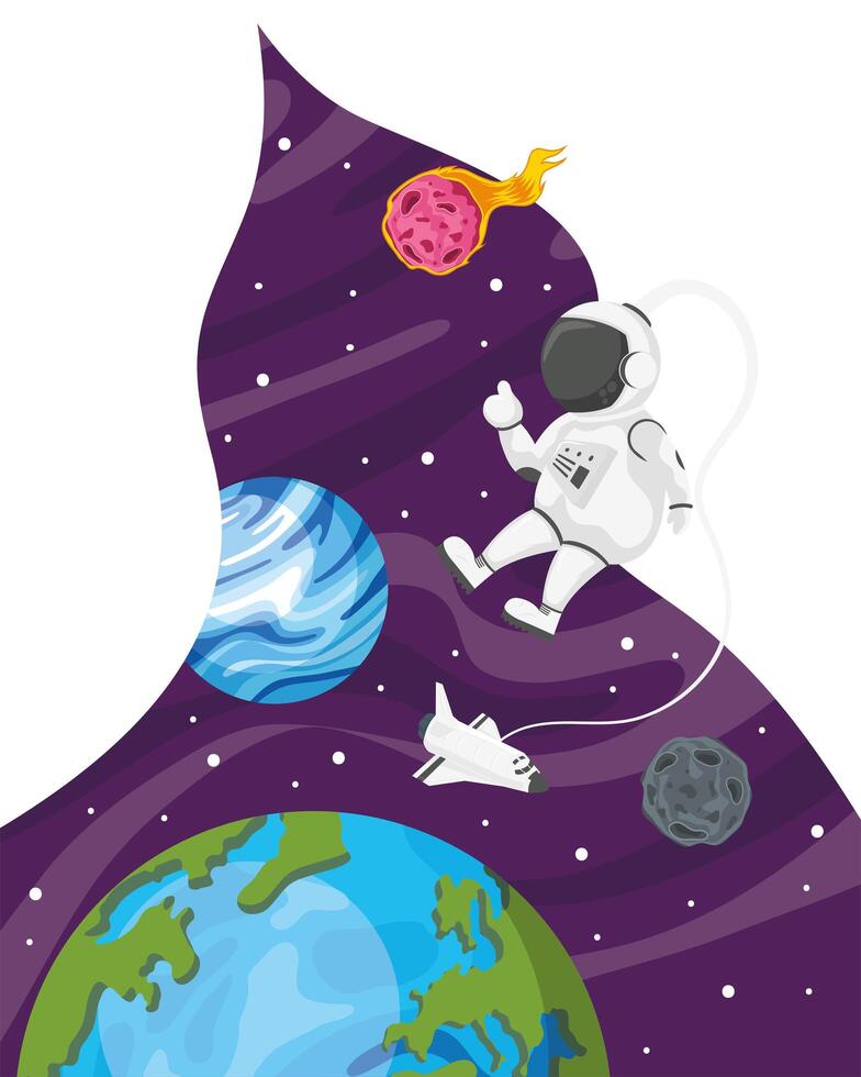 astronaut floating in the space vector