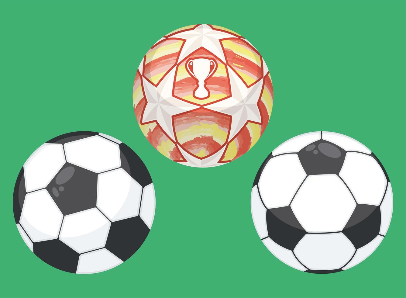 football soccer three balloons vector