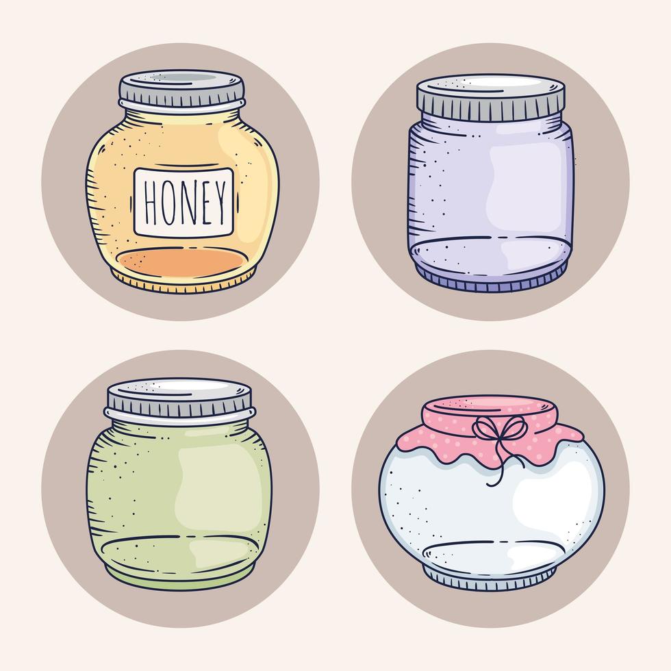 collection of jars glass vector
