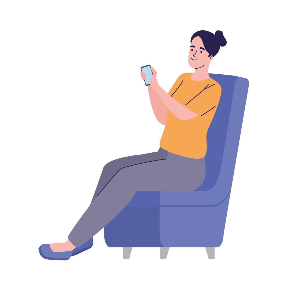 mujer con smartphone vector