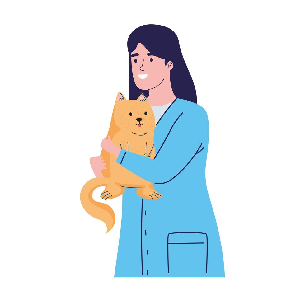 veterinario llevando gato vector