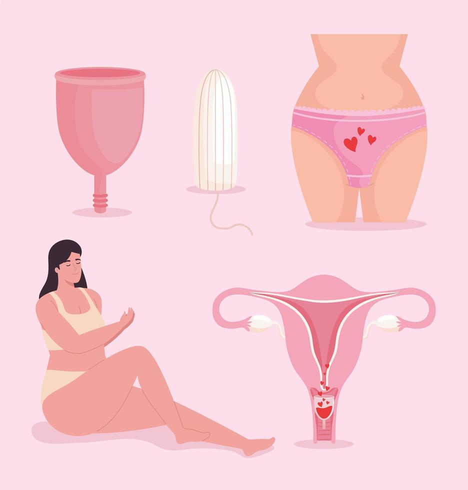 menstrual hygiene icons vector