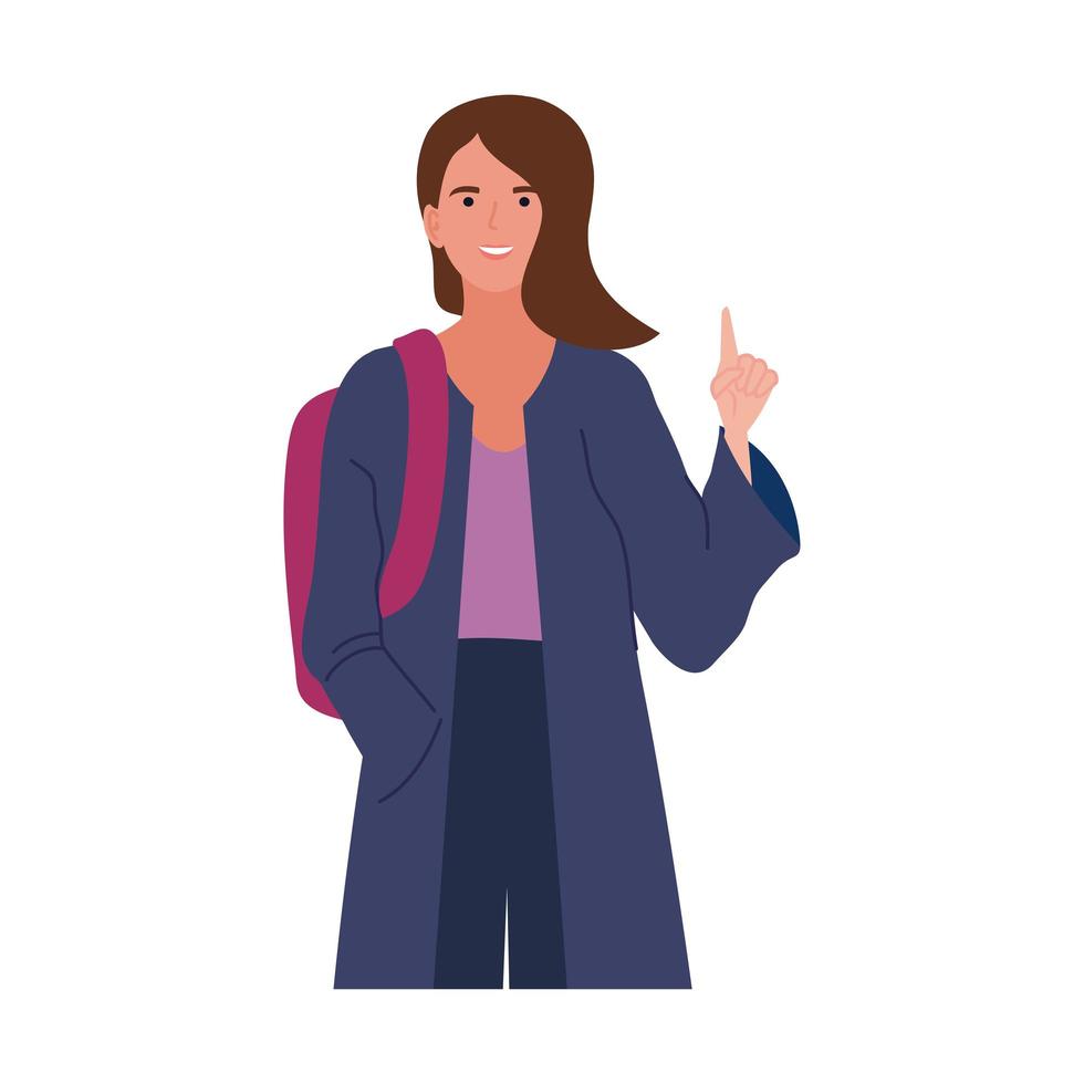 female student with schoolbag vector