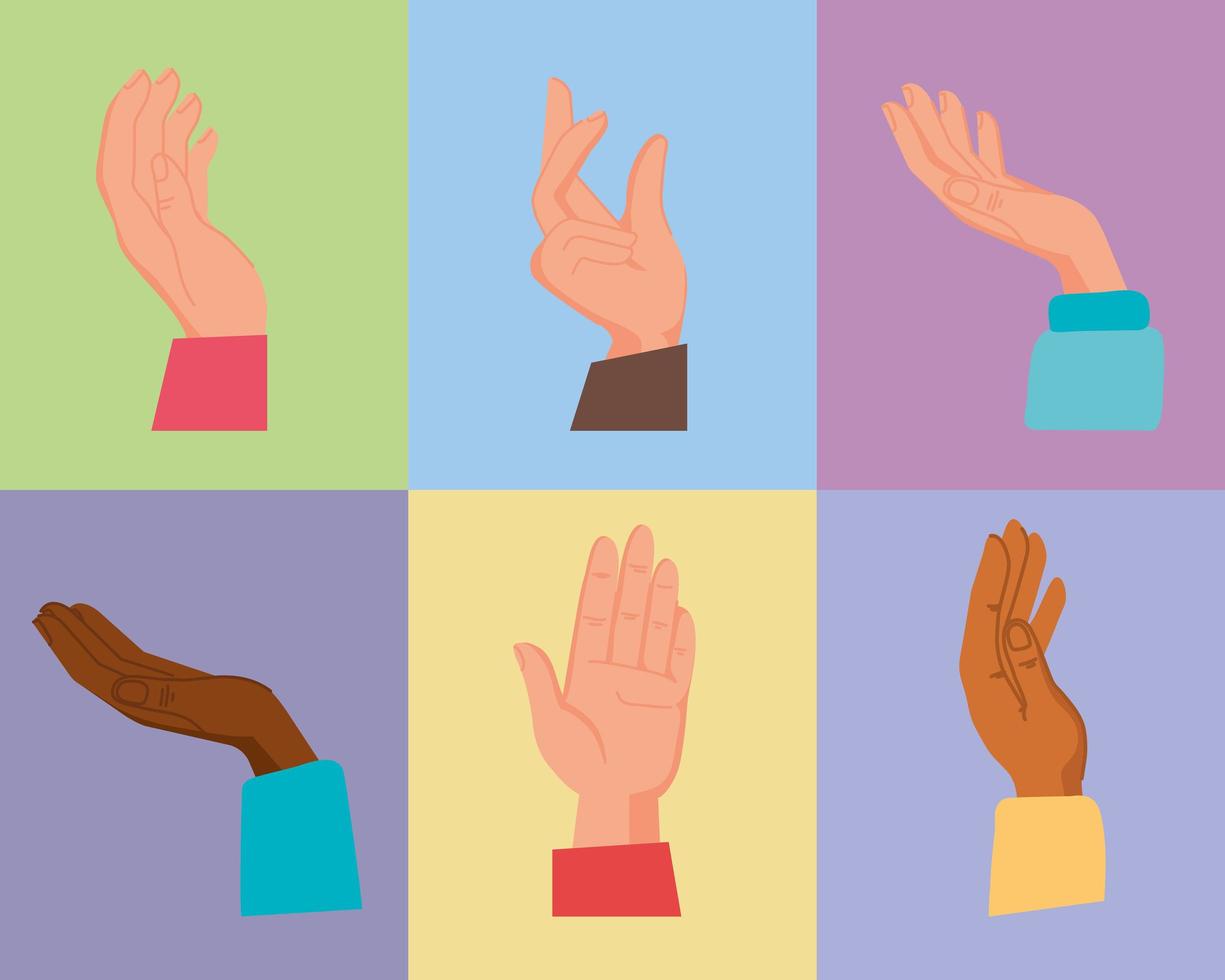 six healing hands vector