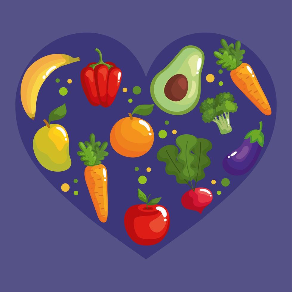 healthy food in heart vector