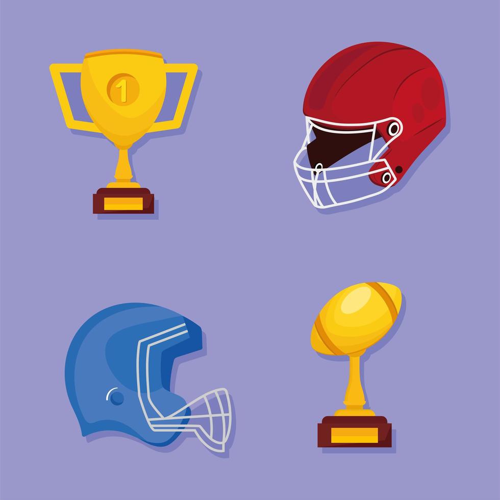 fútbol americano cuatro iconos vector