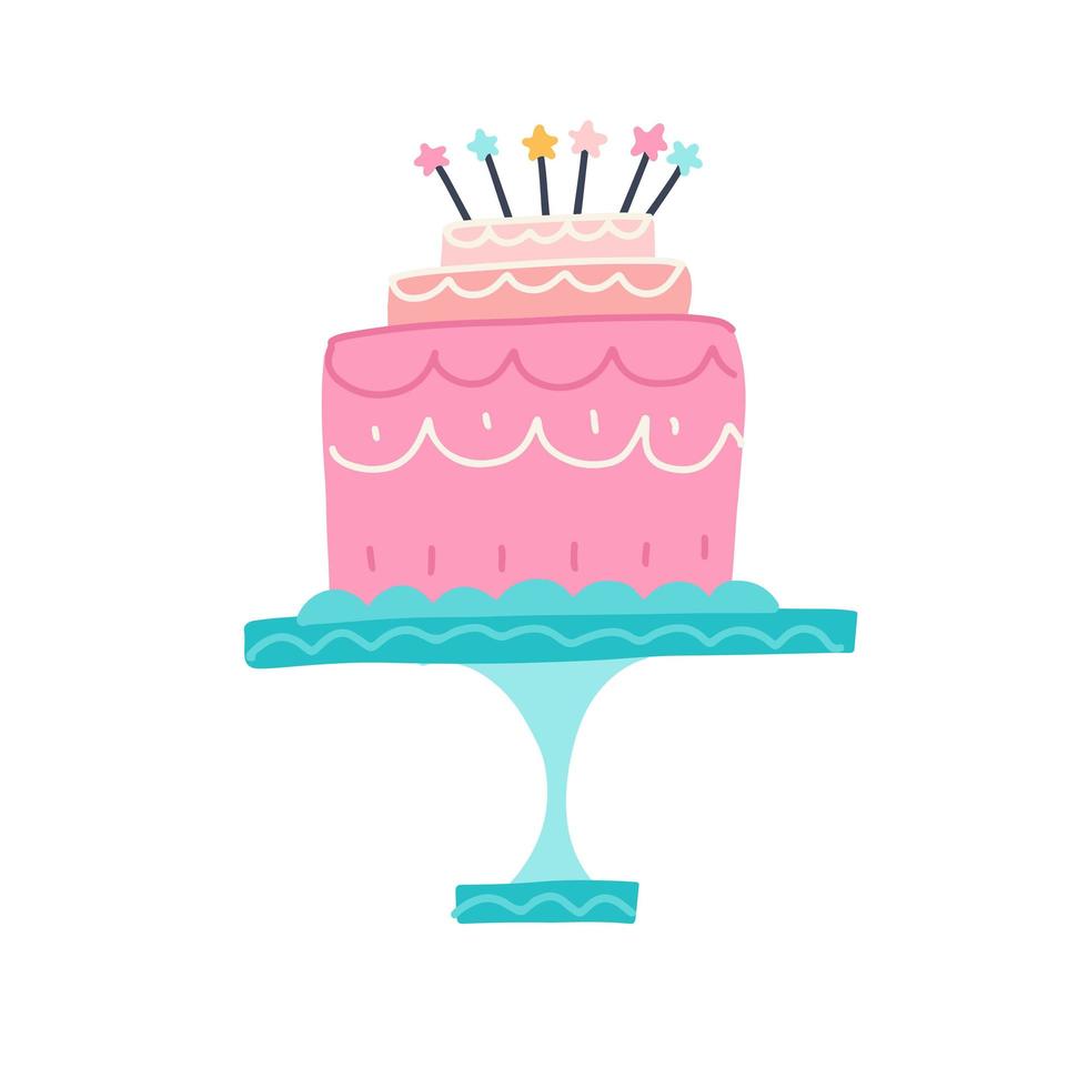 pastel de cumpleaños. elementos de diseño de fiesta y celebración. ilustración vectorial de estilo plano. vector