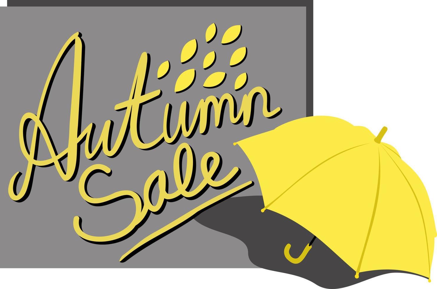 Autumn sale. Vector illustration on white background. Yellow and grey color.