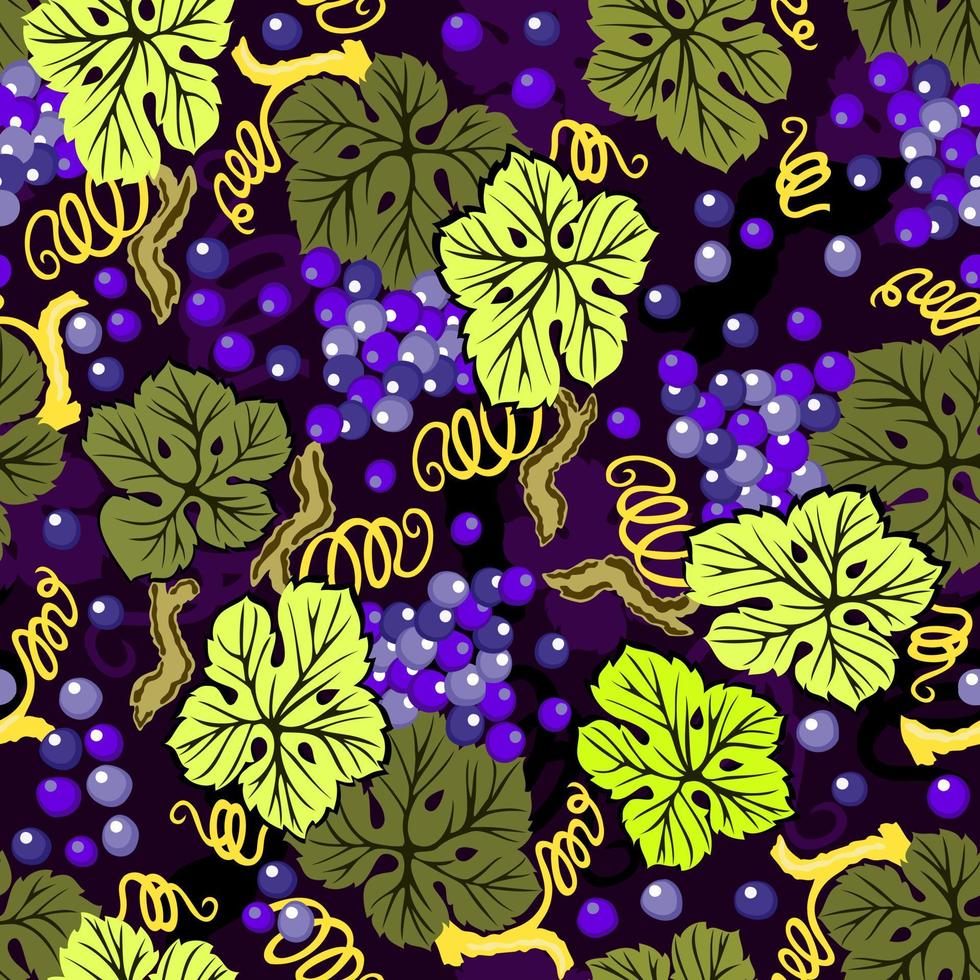 Red grape pattern. Vector seamless illustration.