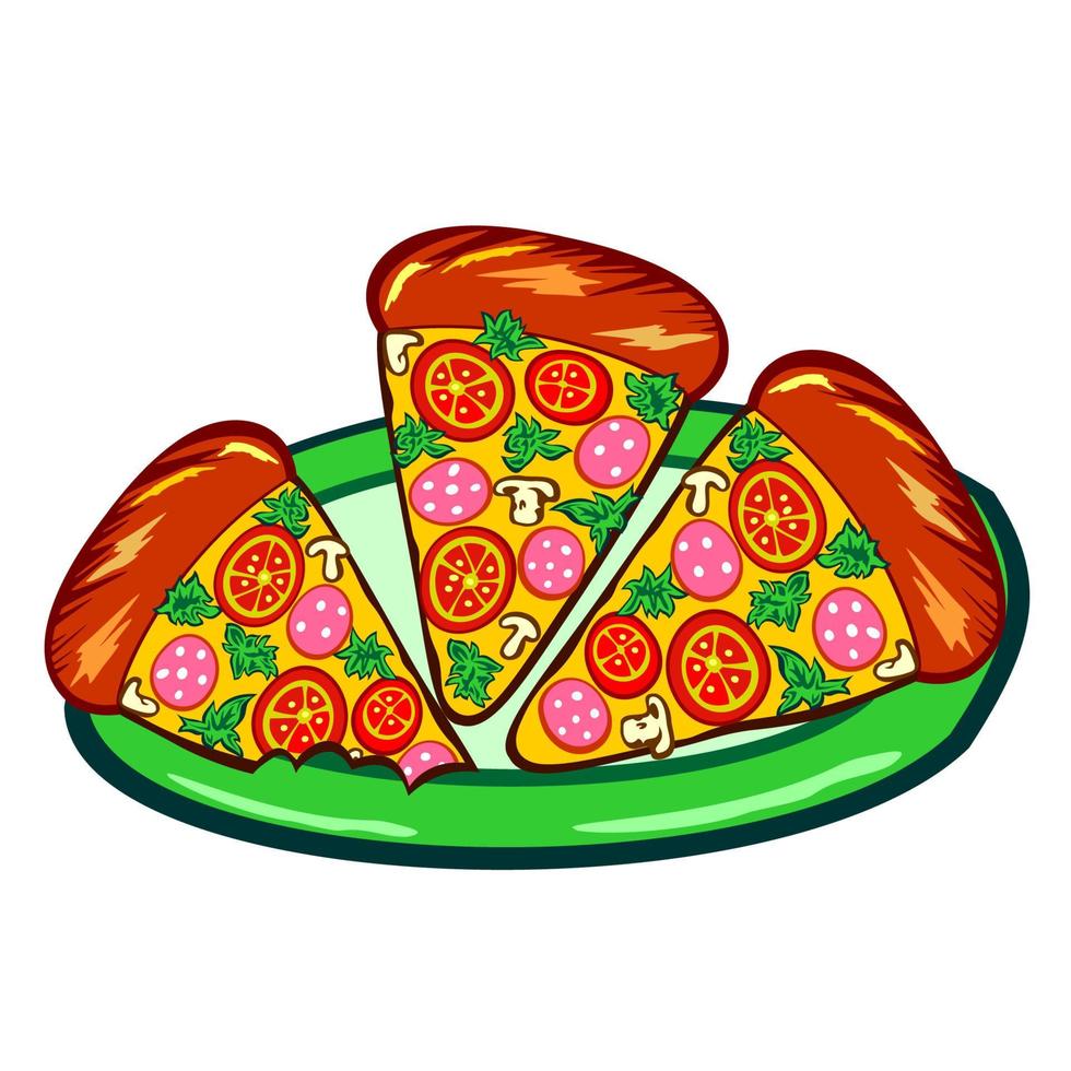 three pieces of pizza vector