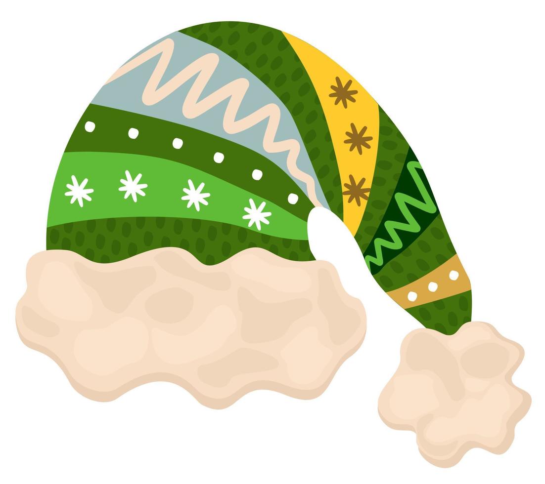Hat of santa Claus. Christmas concept. Warm clothes. vector