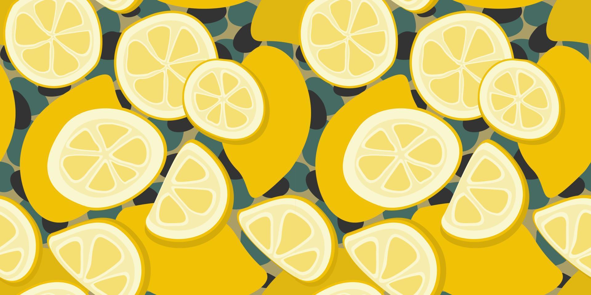 Patrón transparente de vector con limones sobre fondo de colores