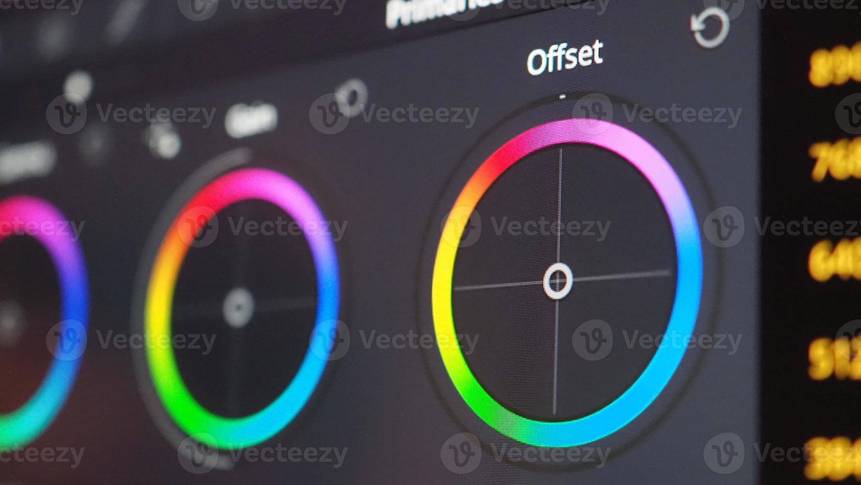 Color grading graph or RGB colour correction indicator on monitor photo
