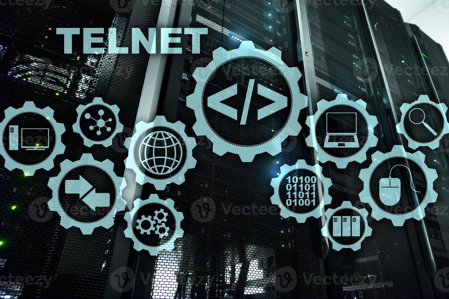 Teletype Network Protocol. Telnet Virtual terminal client. Internet and Network concept. Telnet photo