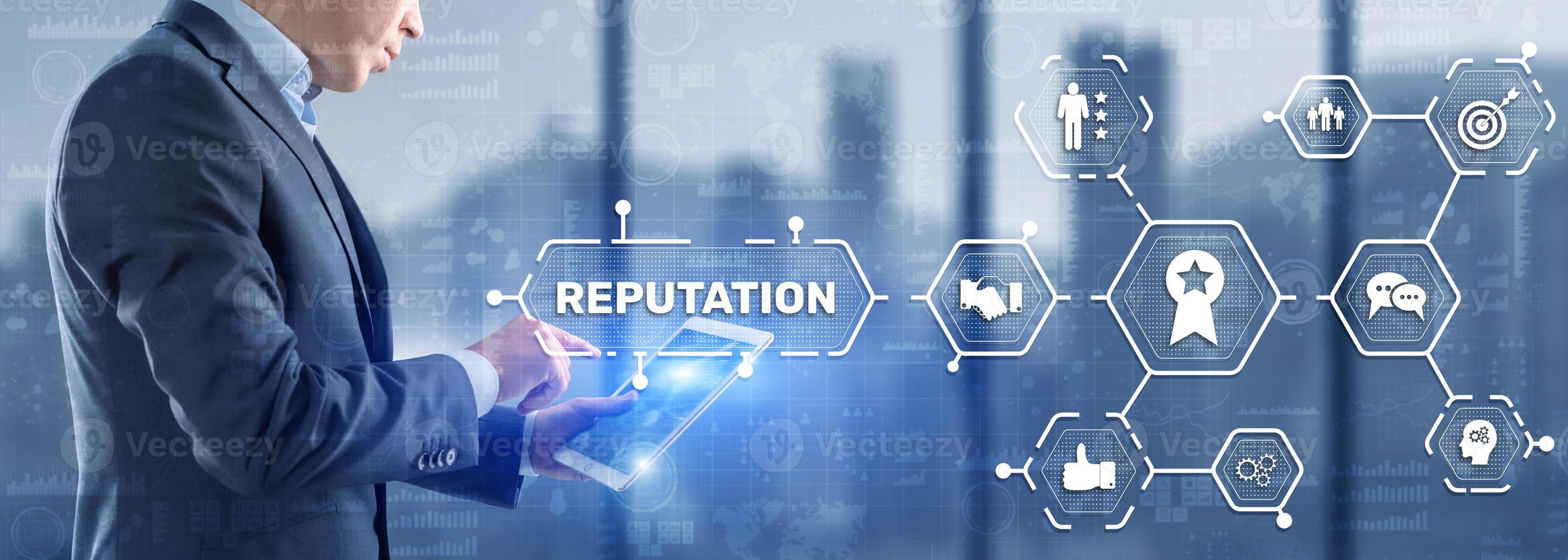 Reputation concept. Customer relationship business. Respect and attitude with clients photo