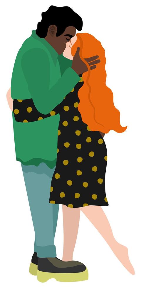 Kissing couple in hugs. Man embraces woman. Love concept. Happy Valentine's Day. vector
