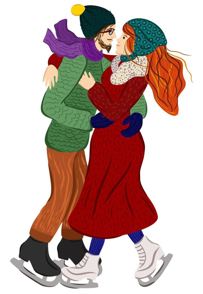 Figure skating. Winter dating concept. vector
