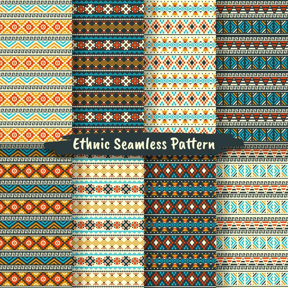 Set of Ethnic Seamless Pattern In Native Style vector