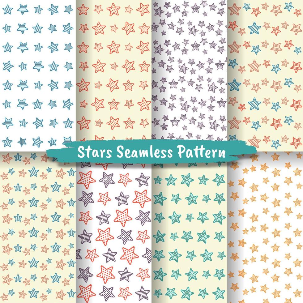 Set of Stars Seamless Pattern vector